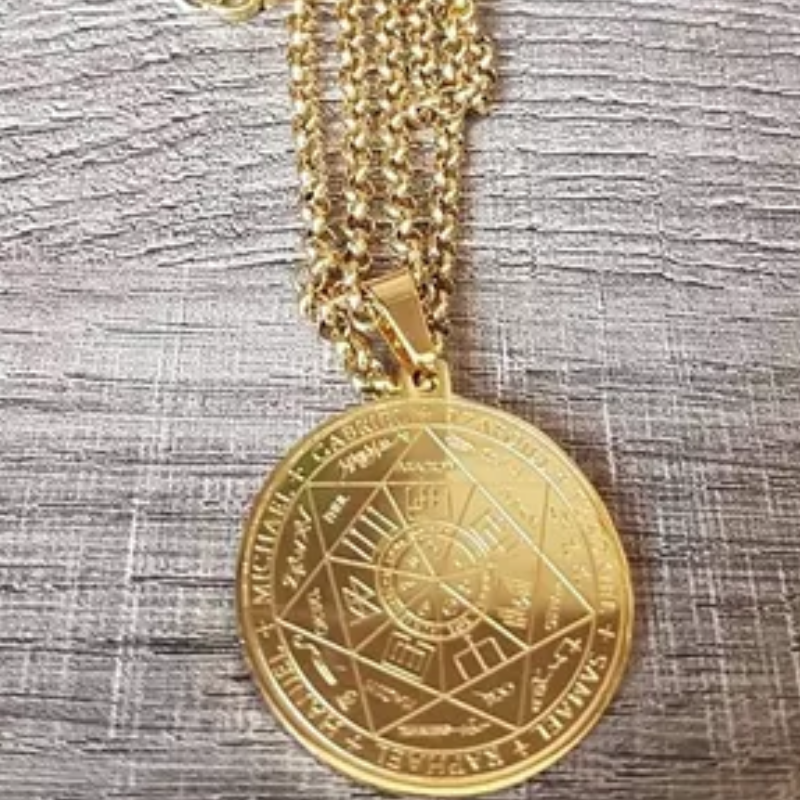 Medalhão 7 Arcanjos Proteção Dourado