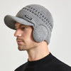 Chapéu de beisebol masculino tricotado com aba de ouvido em lã - Cinza Claro