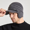 Chapéu de beisebol masculino tricotado com aba de ouvido em lã - Cinza Escuro