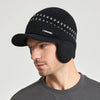 Chapéu de beisebol masculino tricotado com aba de ouvido em lã - Preto