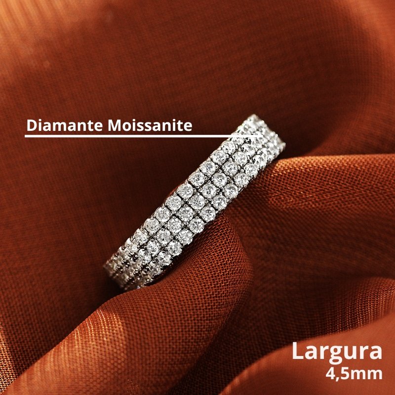 Aliança Luxo Diamante Moissanite Prata - Nazike