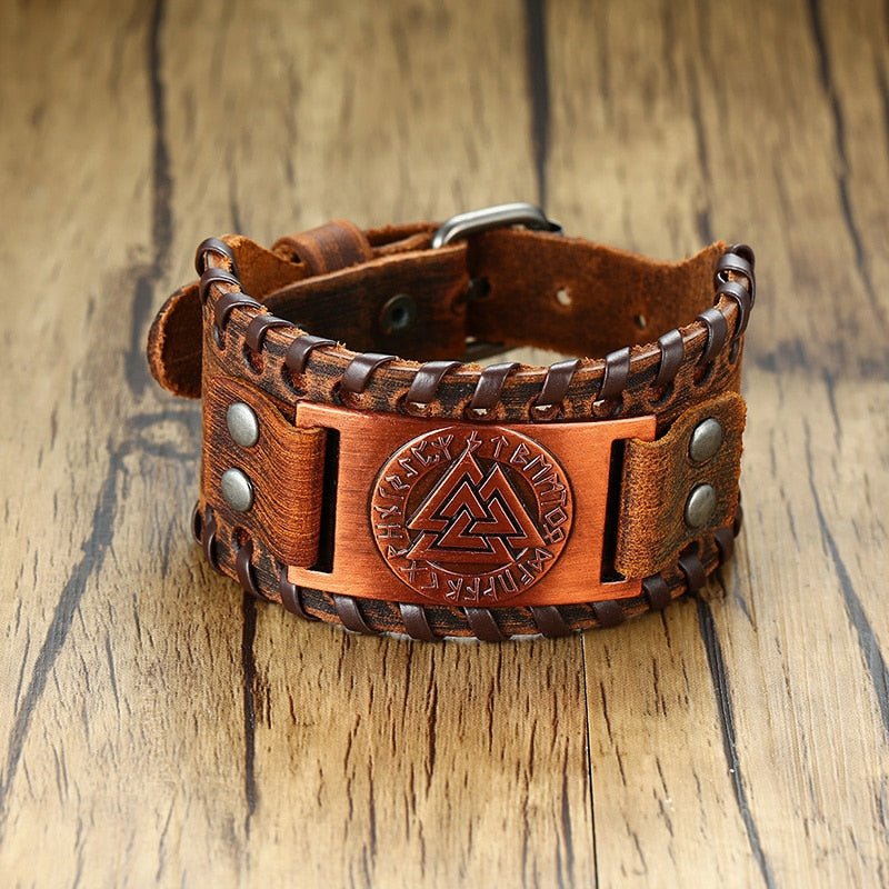 Bracelete Couro Viking - Odin - Nazike