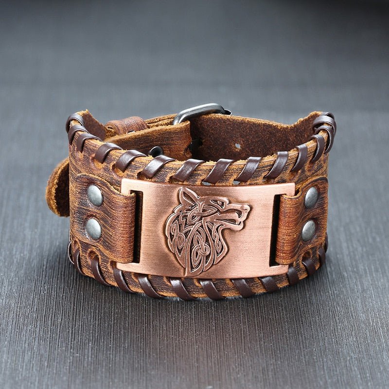 Bracelete Couro Viking - Odin - Nazike