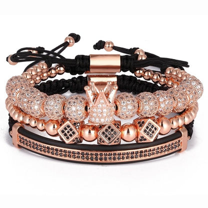 Bracelete Luxo 3 em 1 Coroa Rosê - Nazike