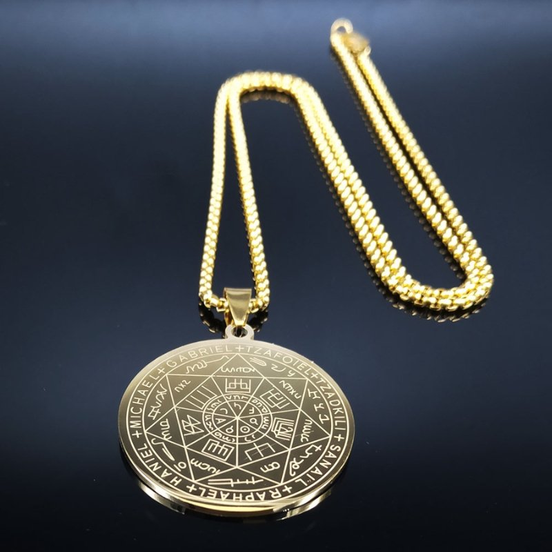 Medalhão 7 Arcanjos Proteção Dourado