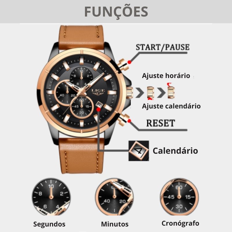Relógio Casual Couro - Original